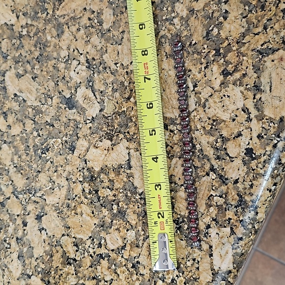 Gothy Garnet and Marcasite in sterling silver bracelet and earrings set - Picture 6 of 7